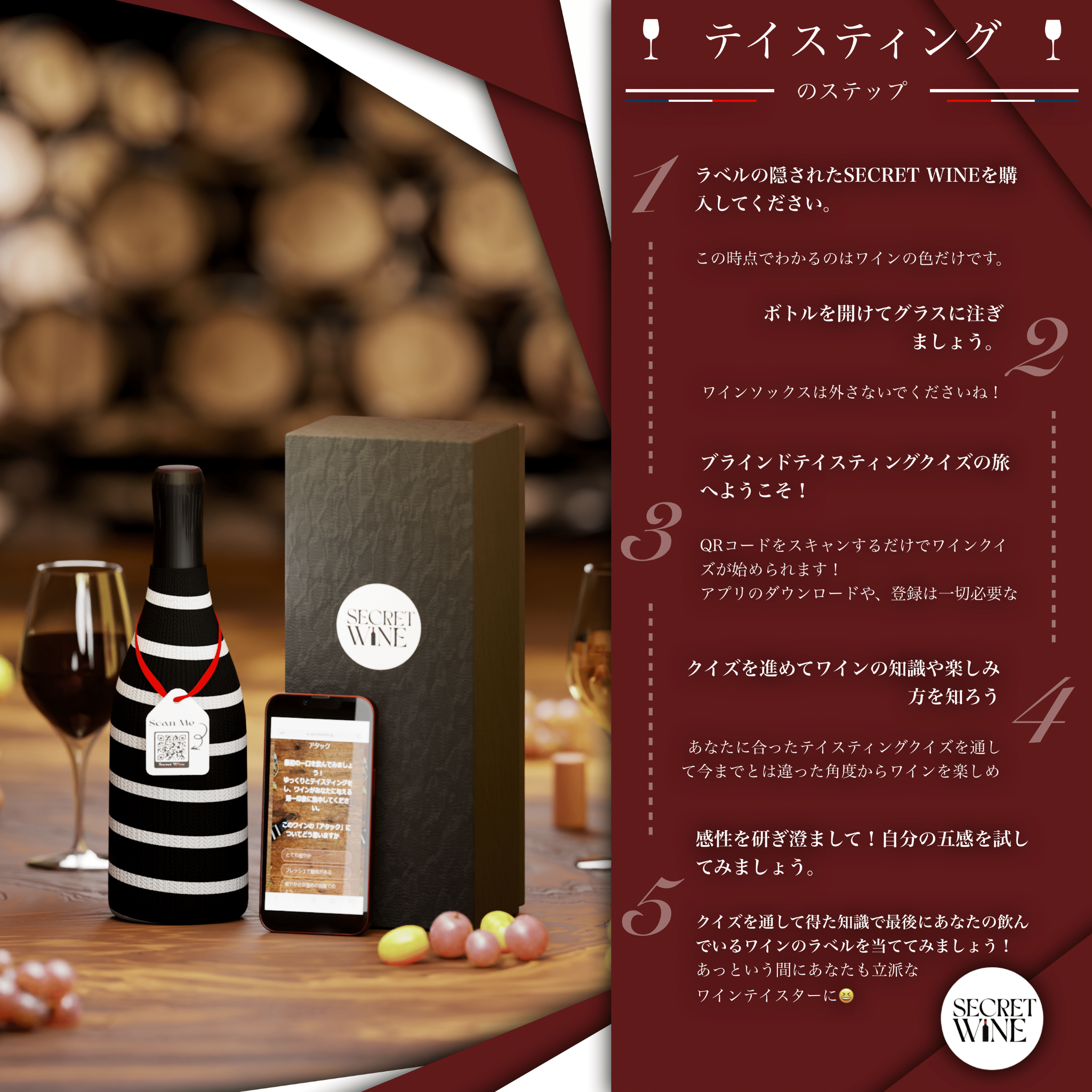 ブラインドワインテイスティングキット - Secret Wine 🍷